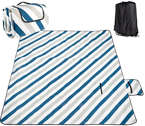 Homewit Picknickdecke Campingdecke XXL 200 x 200 cm, Picnic Blanket mit Wärmeisoliert und Wasserdichter Unterseite mit Tragegriff Faltbare Stranddecke Picknickdecken für 4-6 Personen Outdoor, Camping