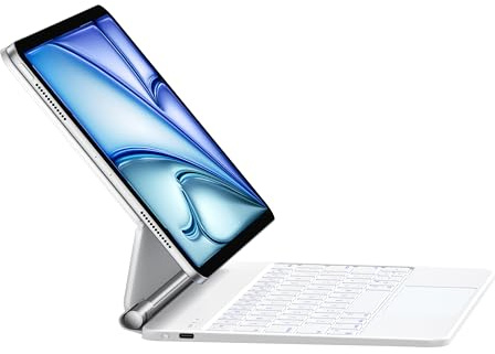 HOU Keyboard Case for iPad Air 11 Inch (M4 2026/M3 2025/M2 2024), Air 5th/4th Gen, 7-Color Backlight, Floating Stand,Click-Anywhere Trackpad, iPad Pro 11 (4th/3rd/2nd/1st) Case with Keyboard,White