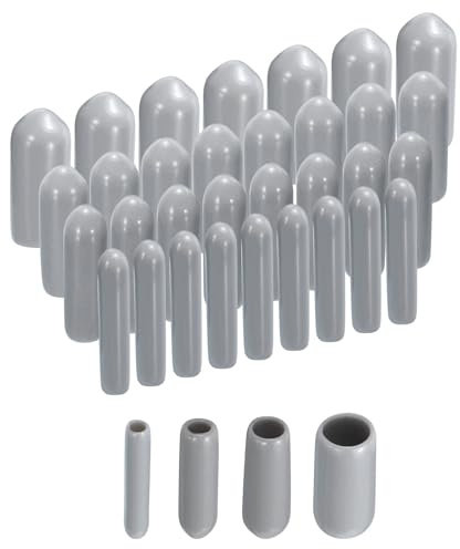 QUARKZMAN 100Pcs Embouts en Caoutchouc Ronds de 2mm, 3mm, 4mm, 6mm - Protège-Vis en Vinyle Gris - Assortiment de Capuchons de Protection de Filetage