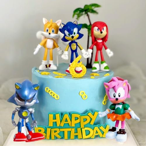 Jofiesu Cartoon Birthday Cake Toppers,Cartoon Party Decorations - cake topper cupcake toppers for kid, Birthday Party Decorations (blue red)