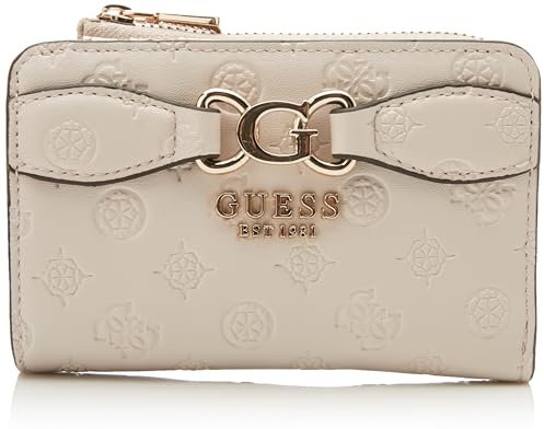 GUESS Arlena Logo Zip Around Card Case Taupe Logo