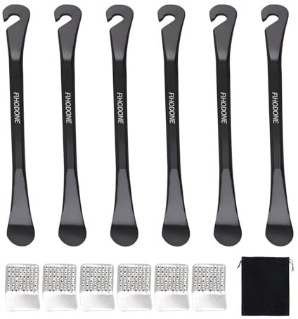 FIHODONE 6 Stück Reifenheber Fahrrad,Bicycle Tyre Levers Schwarz,Reifenheber mit Metal Rasps,Fahrrad Reifenheber Fahrradwerkzeug,Reifenwechsel Werkzeug Metall