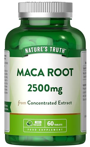 Maca Root 2500mg - High Strength Supplement for Women & Men | 60 Vegan Tablets from Concentrated Extract - By Nature's Truth