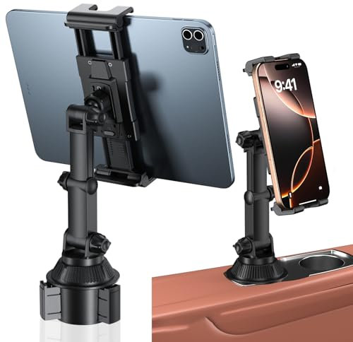 OHLPRO Getränkehalter Auto Tablet Halterung, KFZ Becherhalter Tablethalterungen, Ausziehbare Arm Autohalterung, Halter Kompatibel mit iPad Pro Air Mini, Samsung Tabs, Kindle 5-13 Handys & Tablets