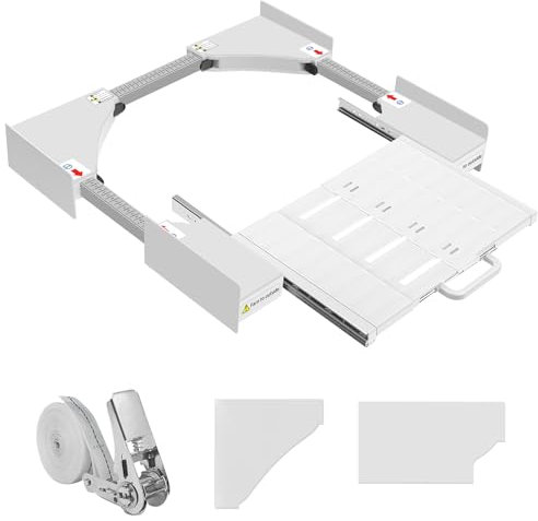 NIUXX Zwischenbaurahmen trockner waschmaschine, Verbindungsrahmen Waschmaschine Trockner Universell, Stapelset mit Abnehmbares Regalbrett für alle Marken mit Breite von 53-68cm, weiß