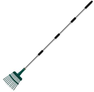 Generico Rastrello da Giardino in Metallo 51,6 Pollici con Manico Lungo rastrelli for Foglie Staccabili Regolabili a 11 Punte, Compatibile for Cortili, arbusti, Fiori