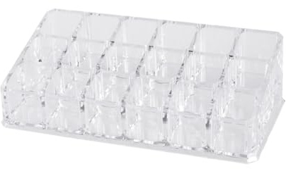 Gatuida Portarossetto in Acrilico Trasparente a 18 Scomparti, Organizer Cosmetici Trapezoidale Resistente per Esposizione e Organizzazione Make-up, per Utilizzo Domestico e Professionale