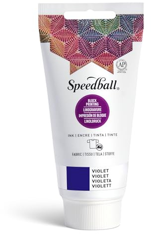 Speedball 75ml 2.5 oz Fabric Block Printing Ink Violet, Printmaking Supplies, No Heat Set Required, Touch Dry