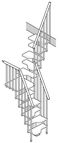 Scala 3 Rampe ad U Salva-spazio alla Marinara Mister Step Mini 11 Gradini - Altezza tra i Piani 241-285 cm. (Noce, ACCIAIO GRIGIO)