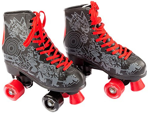 Rollschuhe / Discoroller von FunTomia in verschiedenen Größen 30 - 42 plus 16 Stück Mach1 ABEC-11 Kugellager (30, Schwarz)