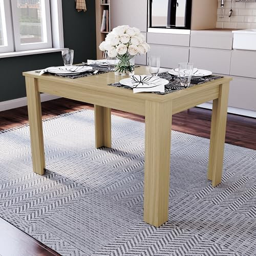 Vida Designs Medina 4 Seater Dining Table MDF Wood Rectangle Modern Kitchen Dining Room Furniture Unit, Oak