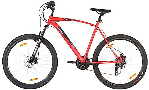 vidaXL Mountainbike 21 Gang 29 Zoll Rad mit Kettenwechsler Scheibenbremsen Schnellspann-Sattelstützenklemme Fahrrad Sportfahrrad 53cm Rahmen Rot