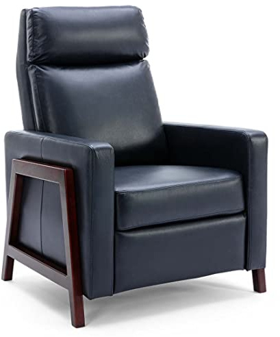 More4Homes RILEY PUSH BACK SOFT AIR LEATHER MODERN RECLINING ARMCHAIR ACCENT HOME CINEMA RECLINER CHAIR BLUE