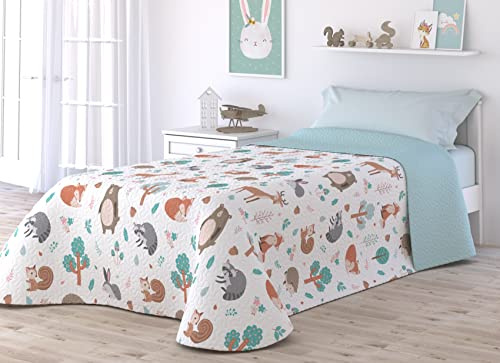 Victorio & Lucchino Colcha Infantil de Verano y Primavera. Ligera Colcha cubrecama de Microfibra. (Bosque, Cama 90cm)