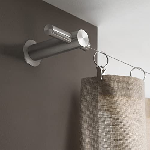 Gardinen-Seilspanngarnitur bis 5 Meter, Edelstahl gebürstet - PHOS Design