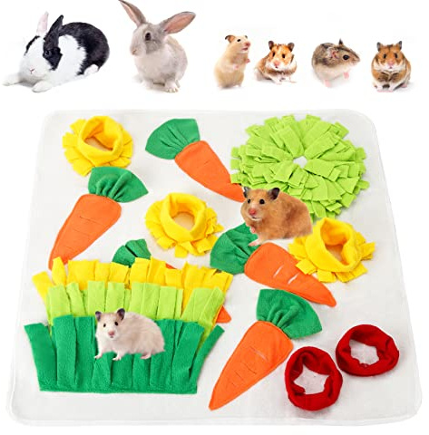 Hileyu Tapis De Fouille Lapin Tapis à Renifler pour Lapin Lent Alimentation Le Stress Release Pad Tapis Snuffle Mat Lapin Jouets pour Lapin Cochons d'Inde Chiot Chinchillas Furets (Square)