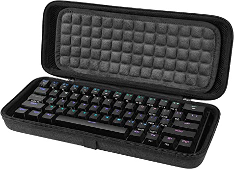 Linkidea hårt resefodral för kompakt 60% tangentbord, dator 61 tangenter trådlöst/trådbundet tangentbord bärväska skyddande förvaringsbox väska, kompatibel med Razer Huntsman Mini 60%, Logitech G