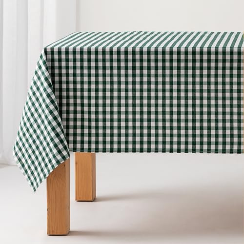 GAMUSI Vichy fläckbeständig rutig bordsduk grön 140 x 300 cm