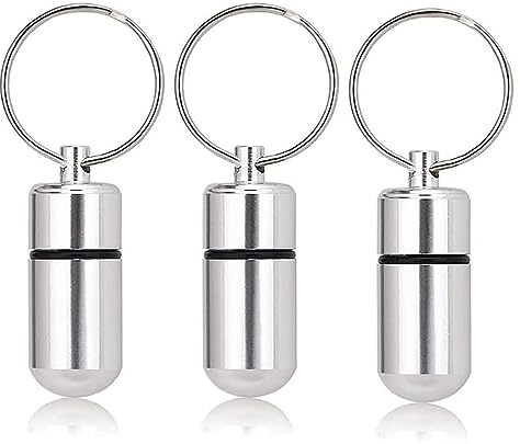 3 portachiavi portapillole piccola scatola portachiavi portatile impermeabile in metallo contenitore per pillole organizzatore bottiglia medicina per campeggio