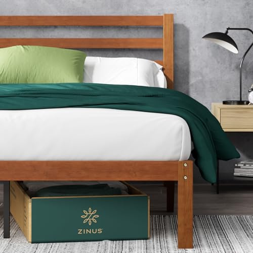 Zinus Leah Bamboo Platform Bed Frame with Headboard, No Box Spring Needed, Wood Slat Support, Easy Assembly, King
