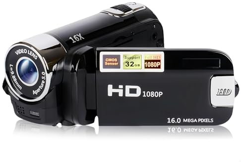 Bewinner Video Camera Camcorder, Full HD 1080P 16MP Vlogging Camera Recorder with 2.7in Rotatable Screen, 16x Digital Zoom Digital Camera Gift for Friends and Family (Black)