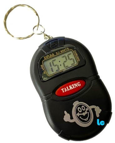 Genérico Llavero Reloj Parlante - Voz En Español - Discapacidad Visual - Invidentes - Personas Mayores - Color Negro