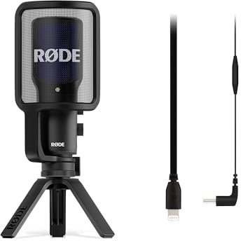 RØDE NT-USB+ Micrófono USB Profesional NT-USB+ + Cable SC15 USB-C a Lighting (300 mm - Compatible con iOS) para grabación