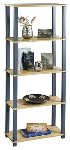 Kesper | Regal, Material: MDF, Maße: B 60 x T 29 x H 147 cm, Farbe: Somona Eiche Dekor, Grau | 18452