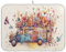 Abtropfmatte Frühlings-Lkw Mit Bunten Blumen Hellblau Lila Geschirr-Abtropfgestell-Pads Mikrofaser Abtropfmatte Aus Küchentheke Maschinenwäsche Abtropf Unterlage 41X46cm