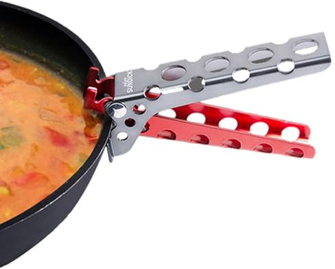 Camping Pot Holder - BBQ Pan Gripper, Anti Burn Plate Gripper | Lightweight Pot Grabber, Stainless Steel Heatproof Cooking Grabber, Multi Purpose Hot Plate Clip for Outdoor Cooking, 2.5x12.5cm