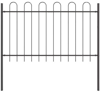 vidaXL Grey Metal Garden Fence Set/Durable Outdoor Panels 5.1m Length Rectangular Design/Weather-Resistant with Easy Assembly