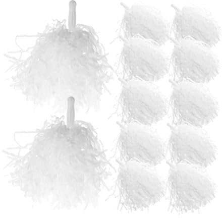 iplusmile Pompones Uso Versátil y Colores Vibrantes Blancos de Plástico, 12 Piezas para Animadoras para Actuaciones de Baile y Porristas Edades