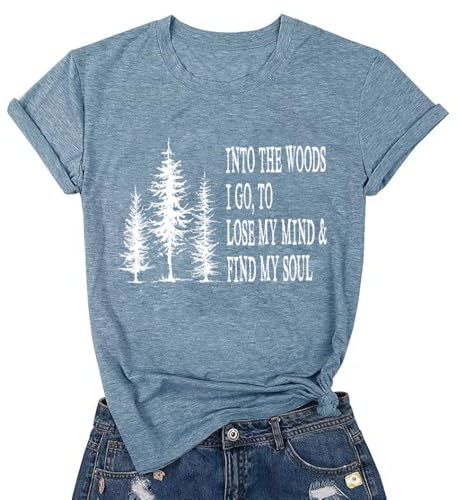 Lose My Mind and Find My Soul Travel Tshirts for Women Funny Colorado Nature Theme Hunting Clothes Short Sleeve Simply Southern Wilderness Shirts, Ink Blue Large