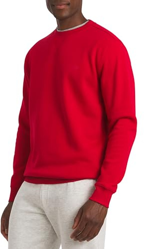 Chaps Men's Everyday Classic Casual Long Sleeve Super Soft Fleece Midweight Crewneck Sweater, Chaps Red, X-Large