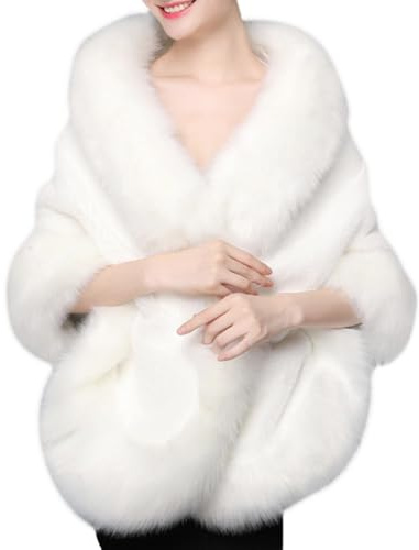 Vestido de felpa de boda bufanda white de piel sintética bufanda nupcial hombro capa boda piel bolero tostadas ropa tippet