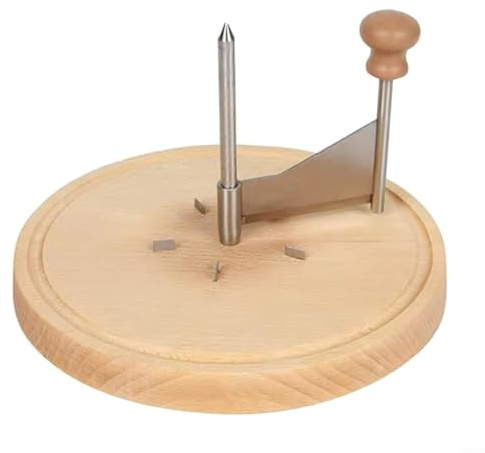 Entgoinggo Rizador de queso, cortador de queso con tapa para decorar rizos de queso y flores, base de roble con cortador de acero inoxidable