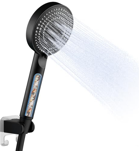 OFFO Filter Shower Head and Hose Set, 6 Modes High Power Filtered Shower Head with 5 Stage Filter, Water Saving Handheld Showerhead for Remove Chlorine Reduces Dry Skin Improve Hair, Matte Black