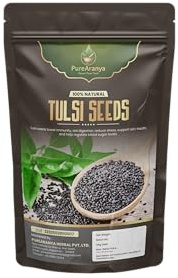 PureAranya Tulsi Seeds (Holy Basil Seeds) | 100% Natural Whole Seeds | Premium Quality Culinary Seeds for Cooking & Garnishing | No Additives | Resealable Pack (4 Oz)