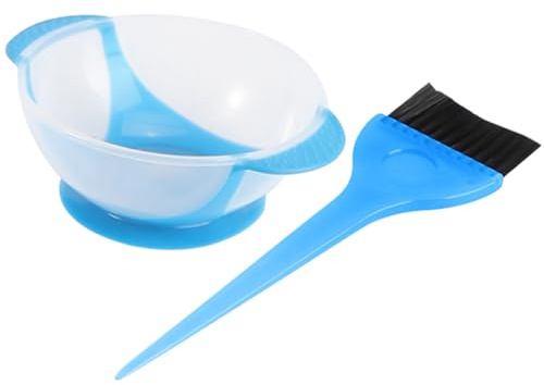CATIEBYE Juego de Pinceles y Tazón para Teñir el Cabello con Ventosa, Kit de Coloración de Peluquería Azul, Tazón Alto de Silicona Resistente para Mezclar Tinte, Herramienta Profesional