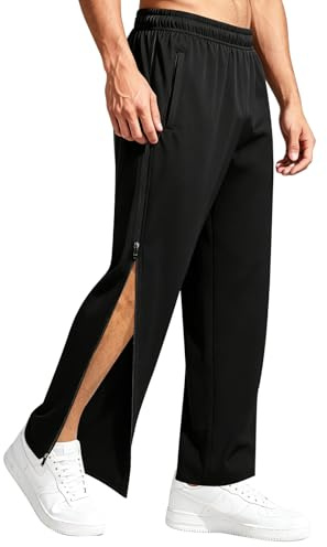 Vicloon Pantalon de Rééducation pour Homme, Pantalon de Survêtement Ample et Décontracté avec Fermeture Éclair Latérale Intégrale et Poche, Pantalon de Jogging, Pantalon de Sport Postopératoire, Noir