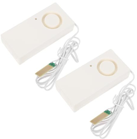 MALUGOGO 2 alarmas detectoras de fugas de agua con doble protección de alarma y fácil instalación, sensor de piso de material ABS para el hogar y la cocina, advertencia de inundaciones y detección de