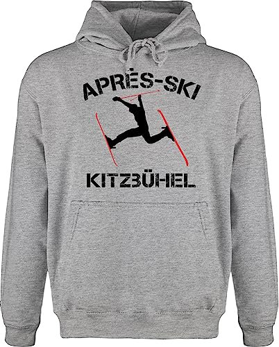 Hoodie Herren Pullover Männer - Skiurlaub - Apres Ski Kitzbühel - XL - Grau meliert - après-ski Party Outfit Skifahren Pulli après-ski-Pullover Wintersport Hoody Skifahrer Langarm skioutfit