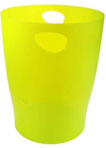 Exacompta 45397D ECOBIN Papierkorb Iderama 15 Liter mit Griffen. Eleganter und robuster Papierkorb und Mülleimer im modernen Design anisgrün