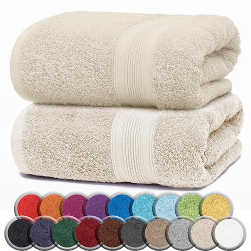 NatureMark 2er Pack SAUNATÜCHER Premium Qualität 80x200cm SAUNATUCH Sauna-Handtuch 100% Baumwolle Farbe: Natur/Creme