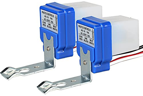 JIQI Lot de 2 interrupteurs crépusculaires - 220 V CA 10 A - Automatique - Pour éclairage de rue, cellule photoélectrique - Interrupteur photo - Pour l'extérieur