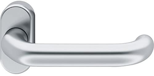 FSB Türgriff U-Form 061146 - Türdrücker gerichtet für 8mm Vierkant auf Rosette oval - Türklinke, Edelstahl matt