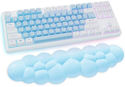 Cloud Handledsstöd Tangentbord, Blå Med Pu-Läder Memory Foam Söt Tangentbordsstöd För Armstöd, Skrivbordsmoln Handledsdyna För Pc-Spel/Handkudde/Dator/Kontor