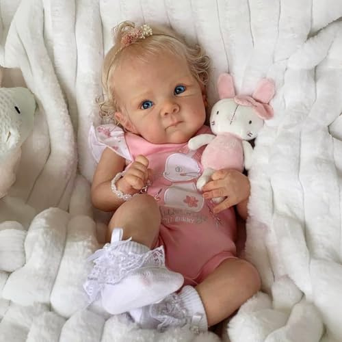 kgniess me Reborn Doll Reborn Baby Girl Like Real Baby 18 Inch Soft Fabric Body Reborn Baby Doll Lifelike Baby Dolls Eyes Open Children Gift Set