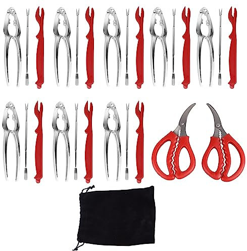 Set di 27 Attrezzi Per Frutti di Mare, Kit di Attrezzi Per Aprire I Frutti di Mare, Set di Crostacei in Acciaio Inossidabile, Inclusi Cracker Per Granchio Sgusciatori Per Aragosta in Plastica Forchett