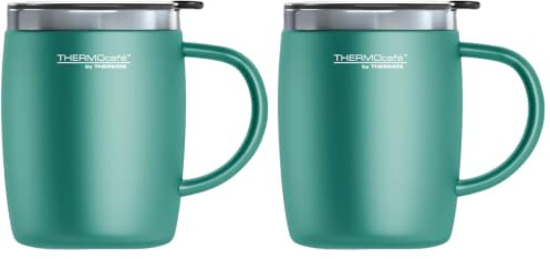 Thermo Cafe Desk Mug, Plastic, Duck Egg, 1 Count (Pack of 2) | 1 Count